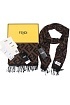Мужской тёмно-коричневый шарф Fendi FF Monogram 185x35 см