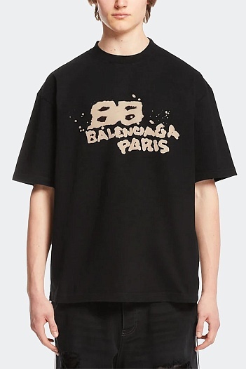 Футболка чёрного цвета Balenciaga Hand Drawn BB   