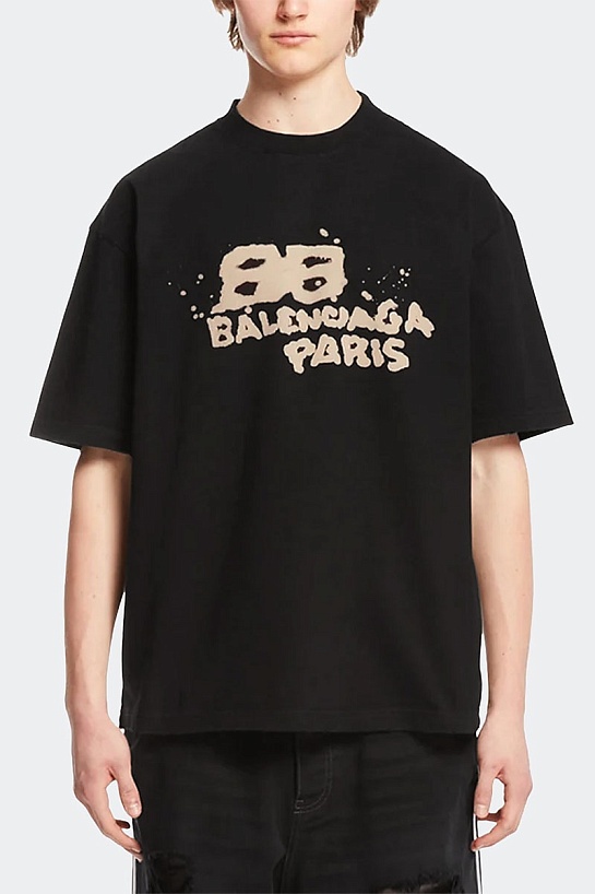 Футболка чёрного цвета Balenciaga Hand Drawn BB