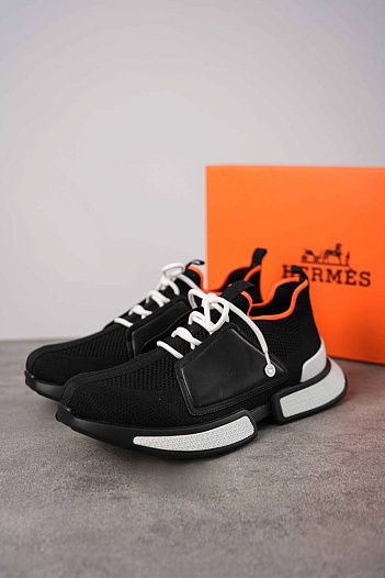 Мужские текстильные кроссовки Hermes Expert - Black / White   