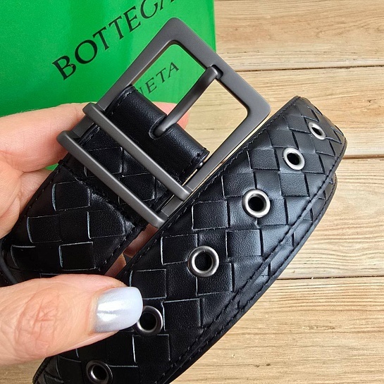 Кожаный чёрный ремень Bottega Veneta - длина 100 / 105 см