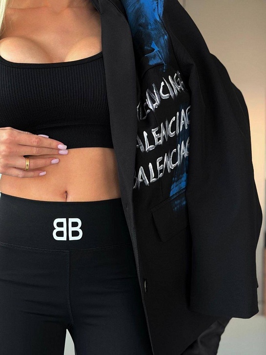 Женские черные леггинсы Balenciaga premium
