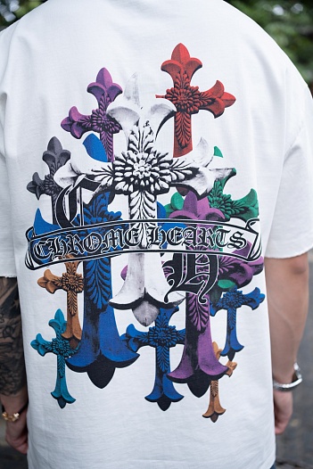 Белая оверсайз футболка Chrome Hearts Premium   