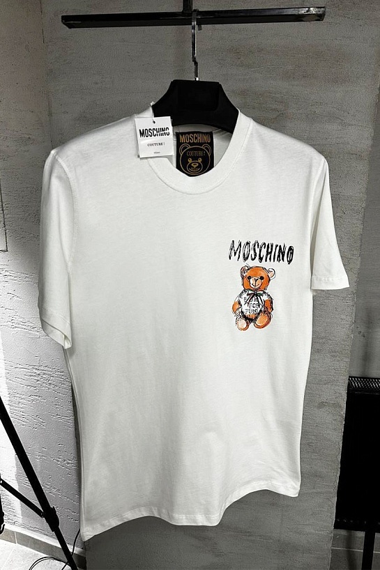 Мужская белая футболка Moschino Teddy Bear