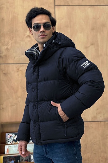 Синяя куртка со съёмными рукавами Burberry Lockwell logo-patch   