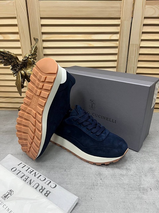 Замшевые кроссовки Brunello Cucinelli синего цвета