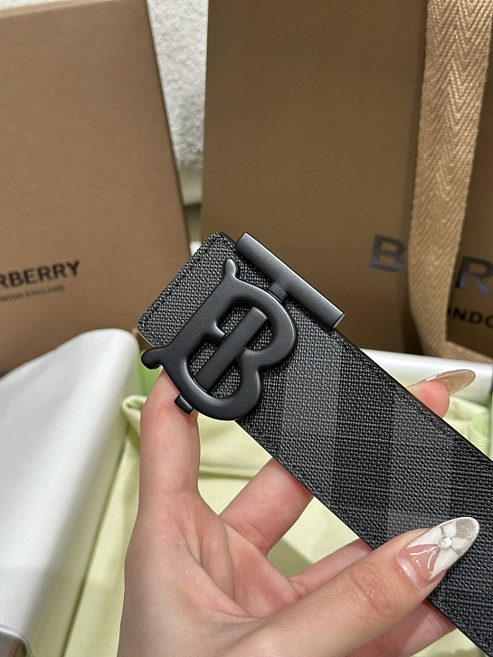 Кожаный ремень Burberry Check TB premium