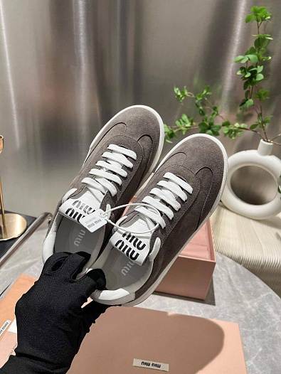 Женские замшевые кроссовки MIU MIU Premium - Grey   