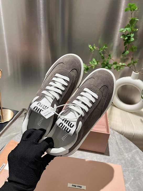Женские замшевые кроссовки MIU MIU Premium - Grey