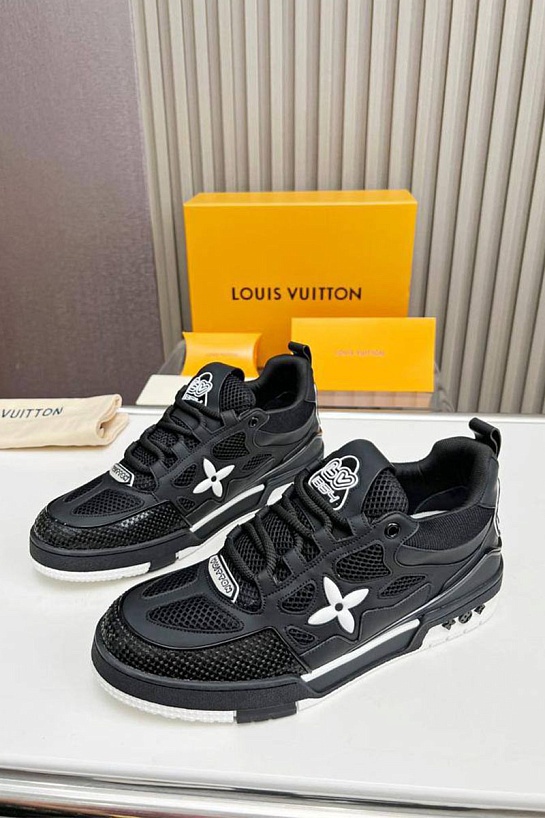 Кожаные кроссовки Louis Vuitton Skate Monogram Flower - Black