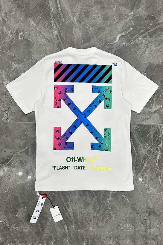 Белая оверсайз футболка Off-White Flash Date Camera