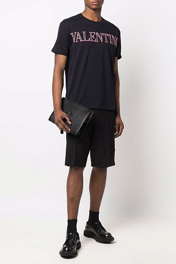 Мужская чёрная футболка Valentino   
