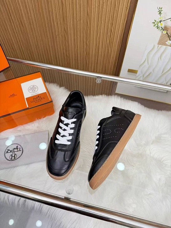 Женские кожаные кроссовки Hermes Match