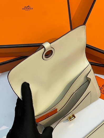 Кожаный кошелёк Hermes Dogon Duo - White 19.5x12 см   