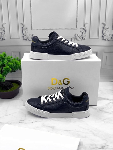 Кожаные кроссовки Dolce & Gabbana Portofino - Navy / White   