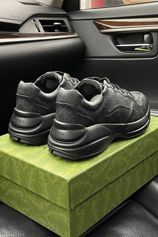 Кожаные кроссовки Gucci GG Rhyton - Grey