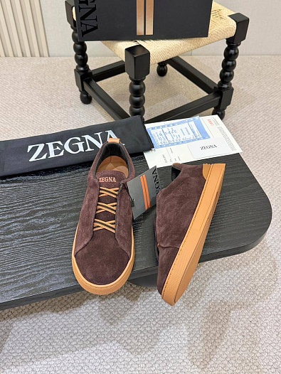 Замшевые кроссовки Ermenegildo Zegna Triple Stitch - Brown   