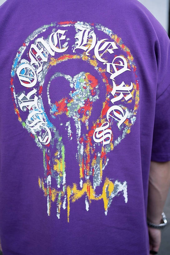 Фиолетовая оверсайз футболка Chrome Hearts Premium