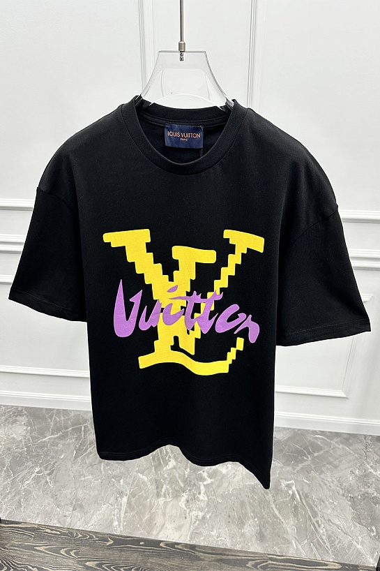 Чёрная оверсайз футболка Louis Vuitton logo-print