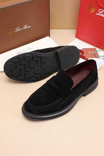 Замшевые лоферы Loro Piana Travis - Black   