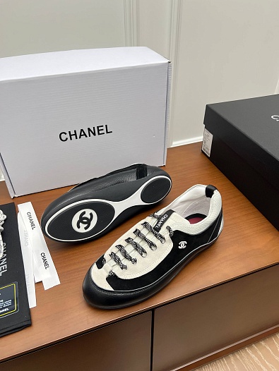 Женские комбинированные кроссовки Chanel premium   