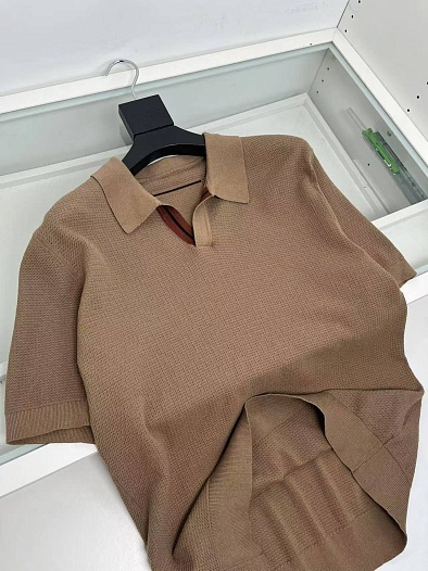 Мужское поло Zegna buttonless - Brown   