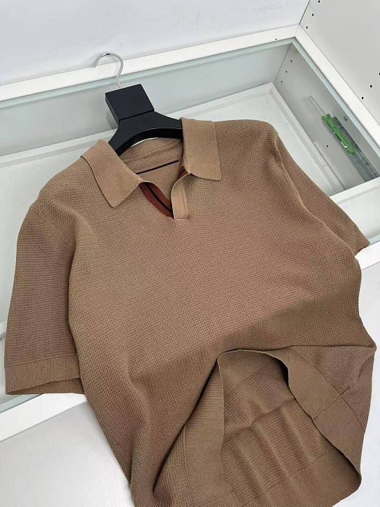 Мужское поло Zegna buttonless - Brown