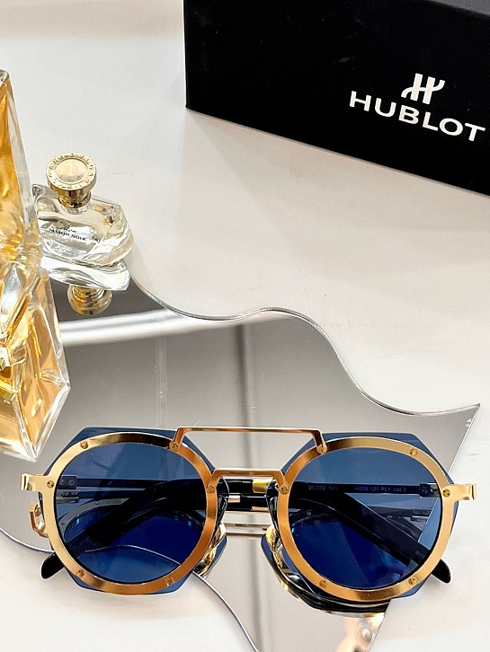 Солнцезащитные очки Hublot Round - Gold / Blue