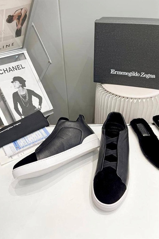 Кроссовки с мехом Ermenegildo Zegna Triple Stitch high-top - Black
