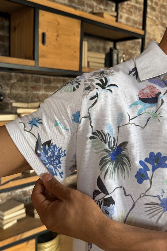 Мужское поло Etro "Floral" - White