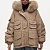 Женский бежевый пуховик с натуральным мехом Max Mara