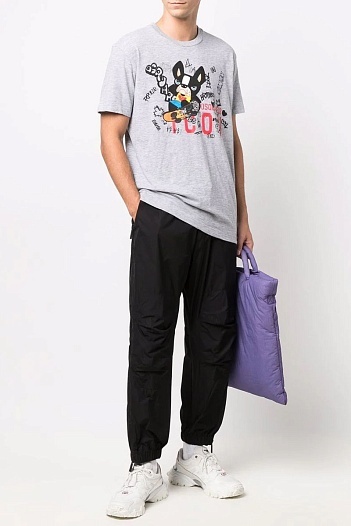 Серая мужская футболка Dsquared2 ICON graffiti-print   