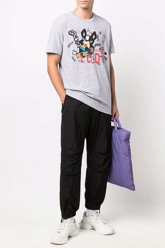 Серая мужская футболка Dsquared2 ICON graffiti-print