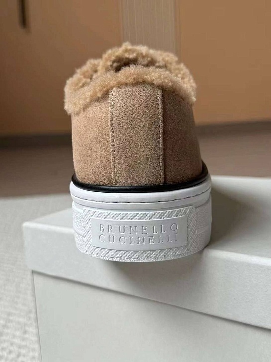 Женские кроссовки с мехом Brunello Cucinelli Premium - Beige
