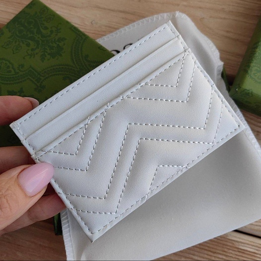 Кожаный чёрный кардхолдер Gucci GG logo-plaque 10x7 см - White   