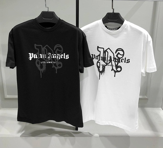 Белая футболка Palm Angels Los Angeles monogram spray