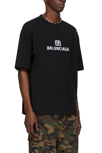Чёрная оверсайз футболка Balenciaga Pixel   