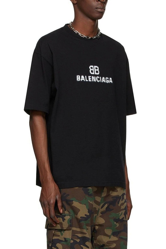 Чёрная оверсайз футболка Balenciaga Pixel