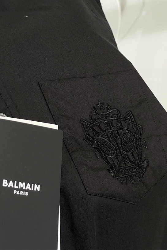 Мужская рубашка Balmain embroidered logo - Black
