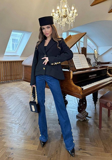 Женский классический пиджак чёрного цвета Schiaparelli premium   