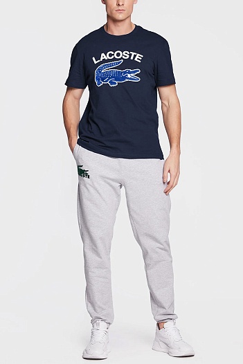 Мужская синяя футболка Lacoste logo-print   