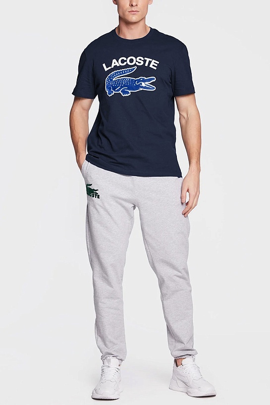 Мужская синяя футболка Lacoste logo-print