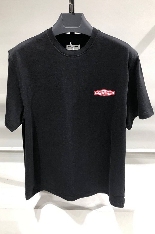 Чёрная оверсайз футболка Wooyoungmi logo patch