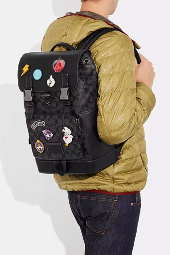 Кожаный рюкзак Disney X Coach Track With Patches 41x28 см   