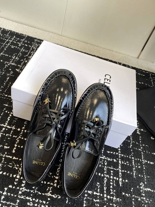Женские кожаные лоферы Celine premium - Black