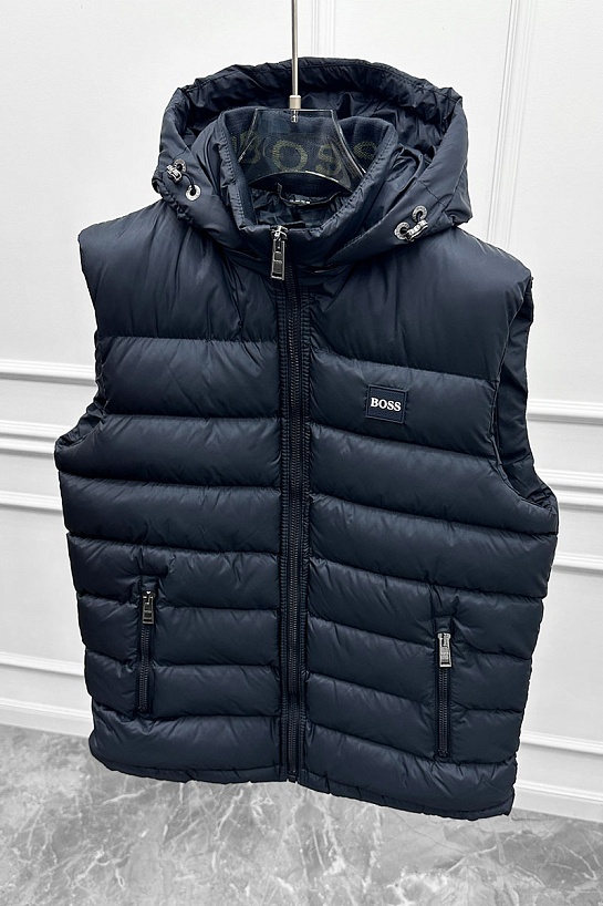 Мужской синий жилет Hugo Boss logo-patch