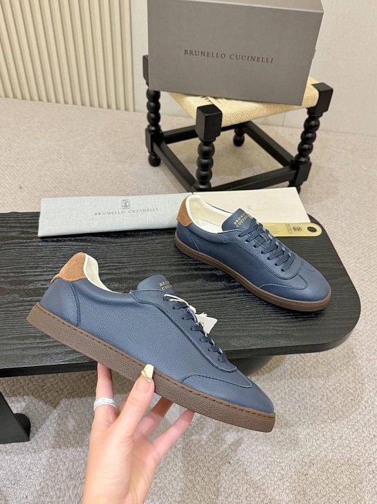 Кожаные кроссовки Brunello Cucinelli low-top - Blue