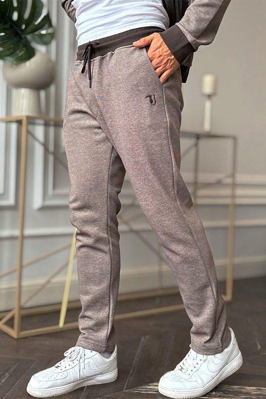 Мужские штаны Trussardi embroidered logo - Brown