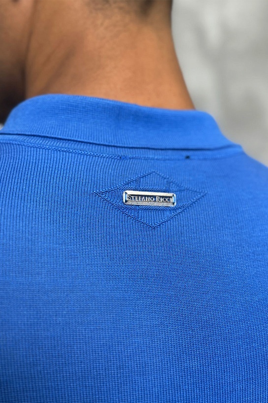 Мужское поло Stefano Ricci zip neck - Blue