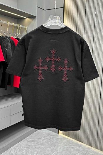 Чёрная оверсайз футболка Chrome Hearts Premium   